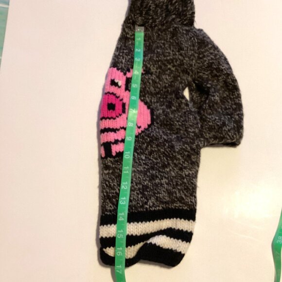 Dog Knitted Coat With Hood Pet Clothing Pig Face Graphic - Picture 6 of 6